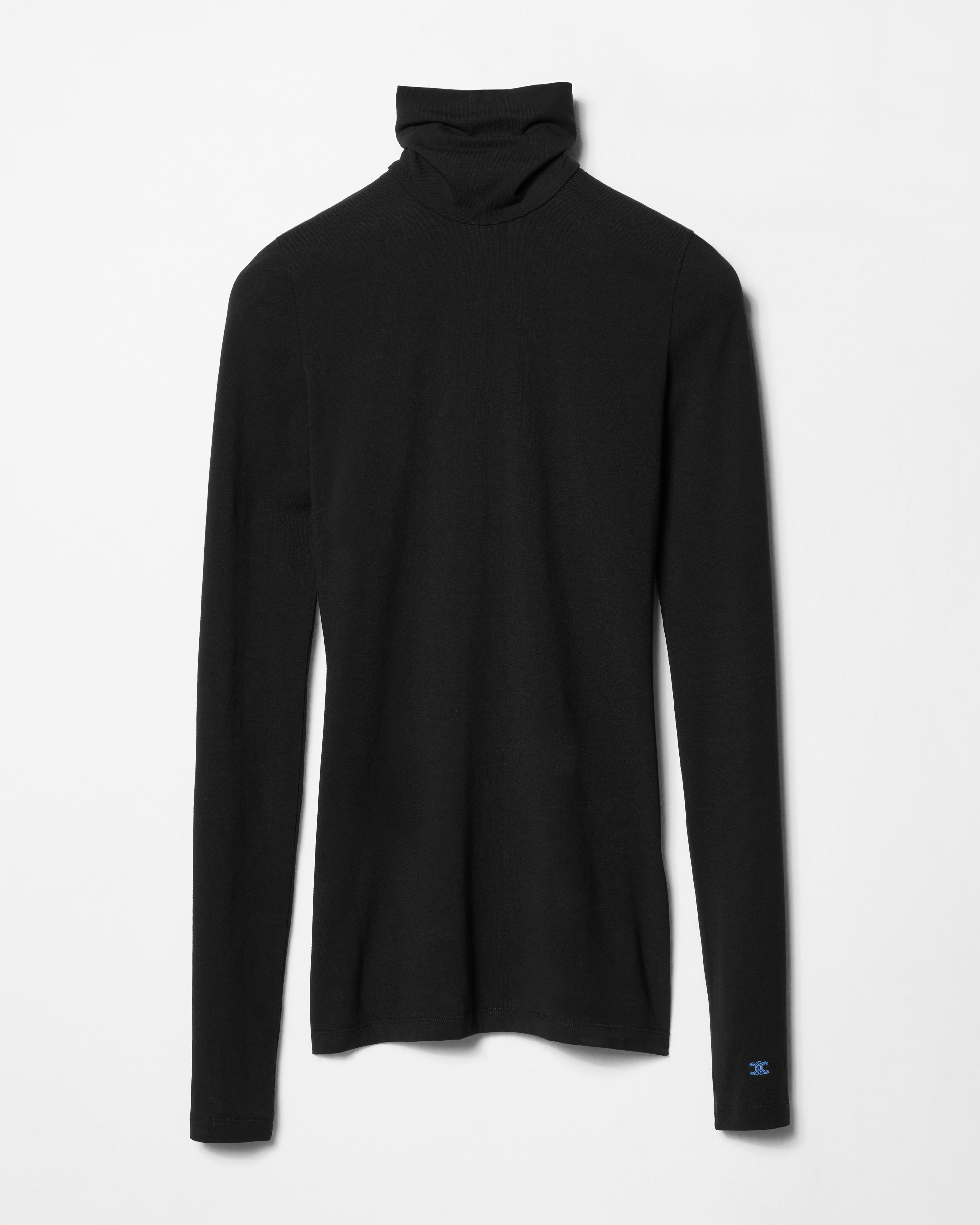 COTTON JERSEY TURTLENECK - BLACK | CELINE